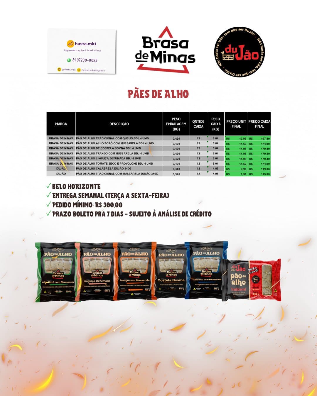 Tabela de preços Brasa de Minas