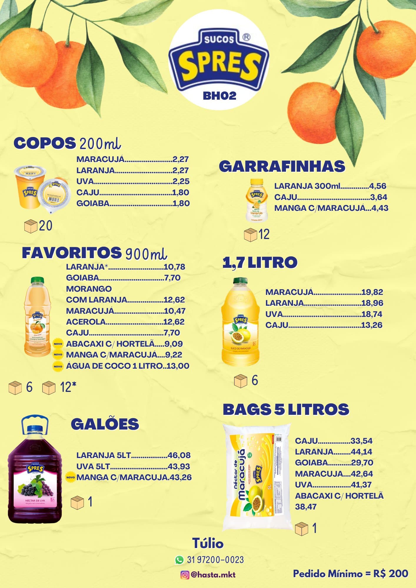 Tabela de preços Spres